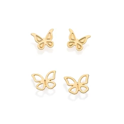 Kit Birncos Borboleta Rommanel Para Primeiro Segundo Furo Banhado Ouro 18k 527367