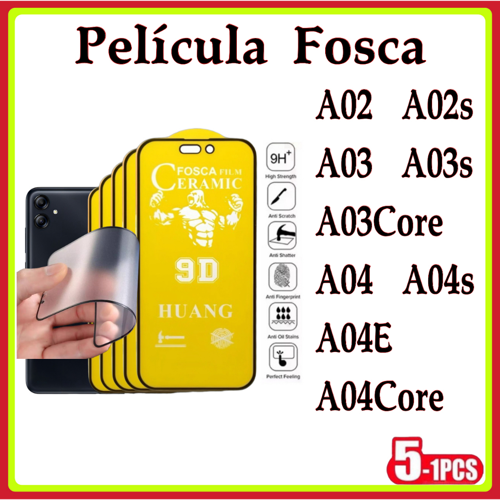 Película Fosca Cerâmica Flexível 9D Hidrogel Samsung A02 A02S A03 A03S A03CORE A04 A04S A04E A04CORE