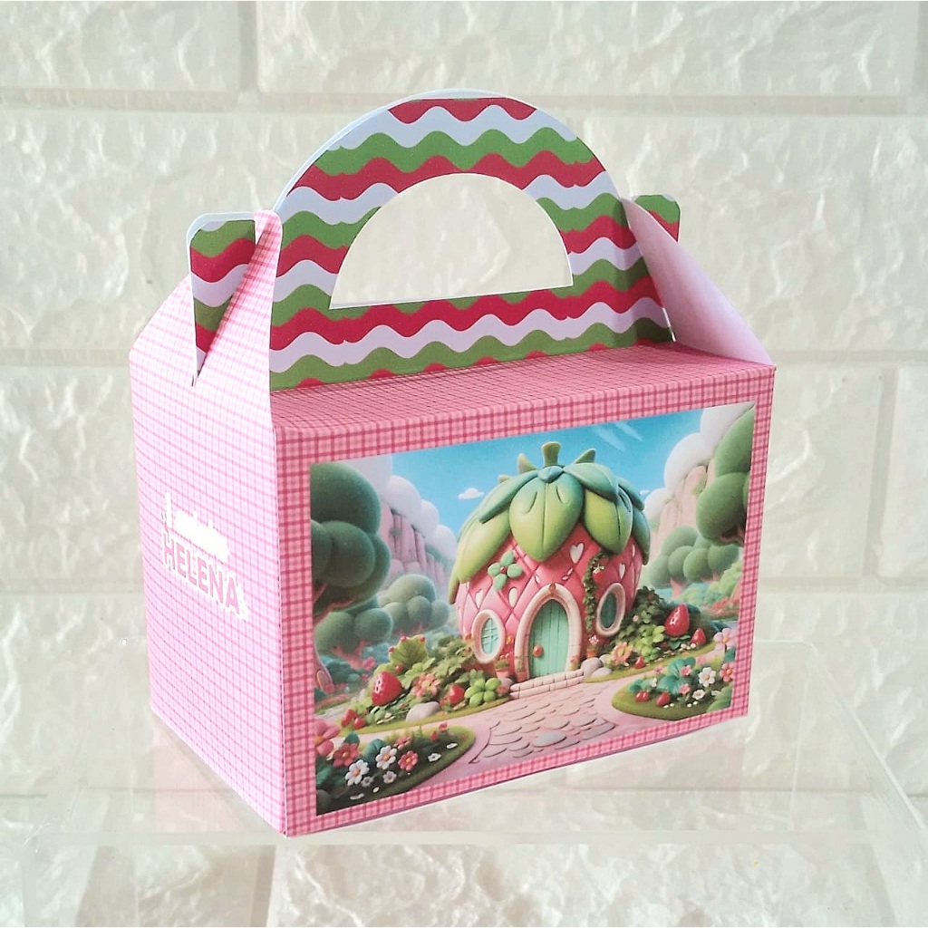 Caixa Maleta Moranguinho Semi-montada-Caixa personalizada-Lembrancinha personalizada-Lembrancinha de aniversário-