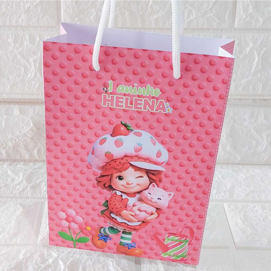 Kit Sacola M Moranguinho Semi-montada-Caixa personalizada-Lembrancinha personalizada-Lembrancinha de aniversário-Festa