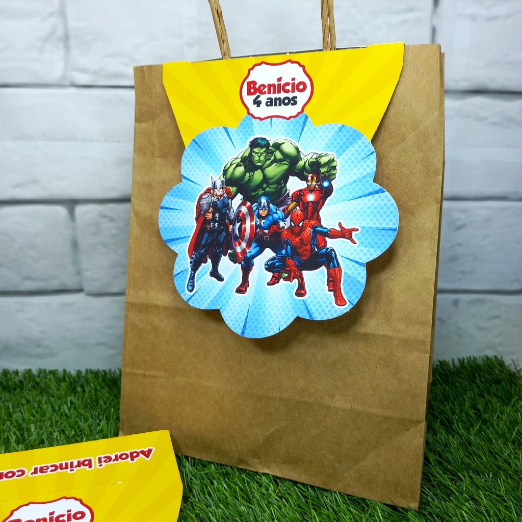 LAPELA para Sacolinha Surpresa Vingadores cute | Avengers | Personalizada | Lembrancinhas | Festa | Aniversário