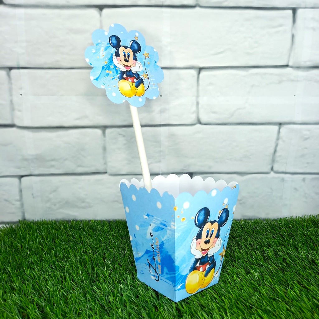 Kit de Centro de mesa Mickey azul | Arranjo Enfeite Cachepot | Lembrancinha | Festa | Personalizado PEGUE EMONTE