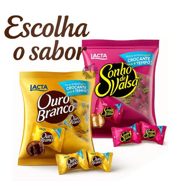 Bombom Sonho de Valsa ou Ouro Branco Pacote 1Kg Lacta