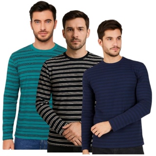 kit 3 camisa manga longa malha fria poliéster listrada REF-221 em Oferta na Shopee