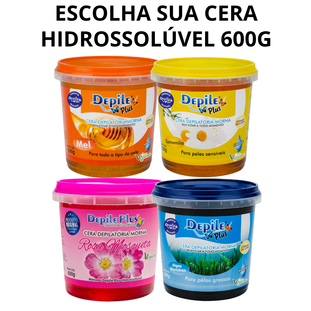 Cera Depilatória Hidrossolúvel 600g Depile Plus (Escolha a sua) em Oferta na Shopee