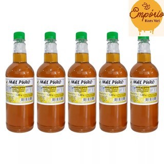 PROMOÇÃO KIT 5 GARRAFAS 1,3KG DE MEL PURO FLORADA EUCALIPTO