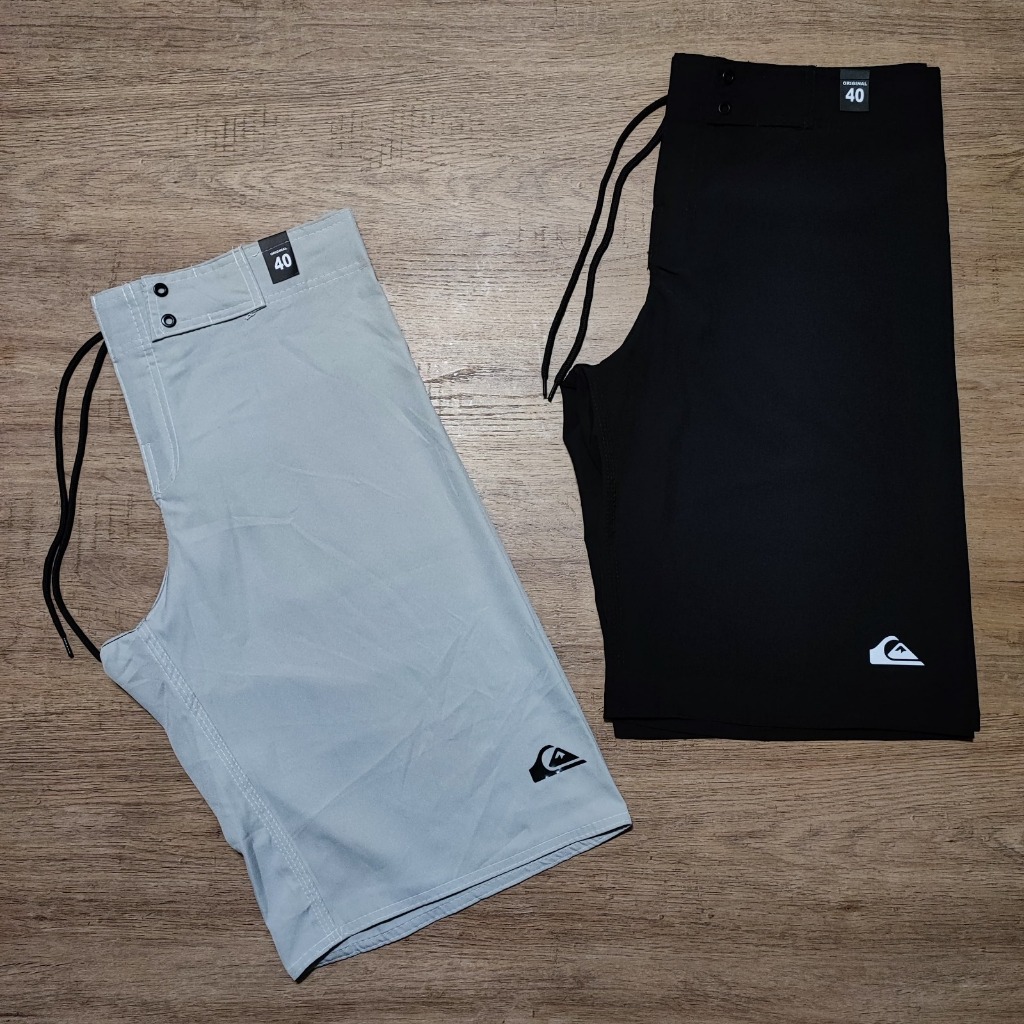Kit com 2 Bermudas Elastano Tactel Preta/Cinza Claro Lisa em Oferta na Shopee