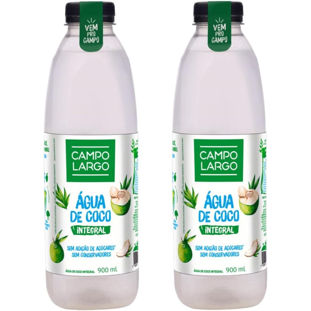 Água de Coco Integral Campo Largo 900ml – Kit com 2 Unidades – Hidratação Natural e Refrescante 🥥💧