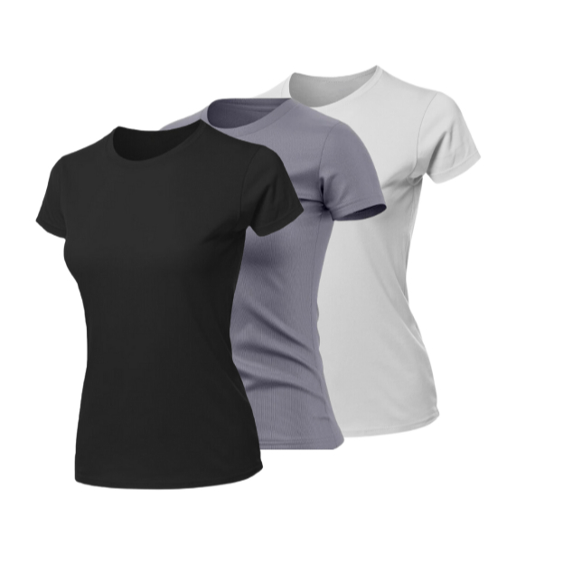 Kit 3 Camiseta Baby Look dry Fit  Feminina - corrida - Treino.academia em Oferta na Shopee