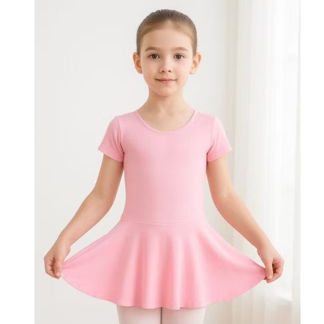 Collant com saia acoplada para o ballet e jazz manga curta (INFANTIL) em Suplex em Oferta na Shopee