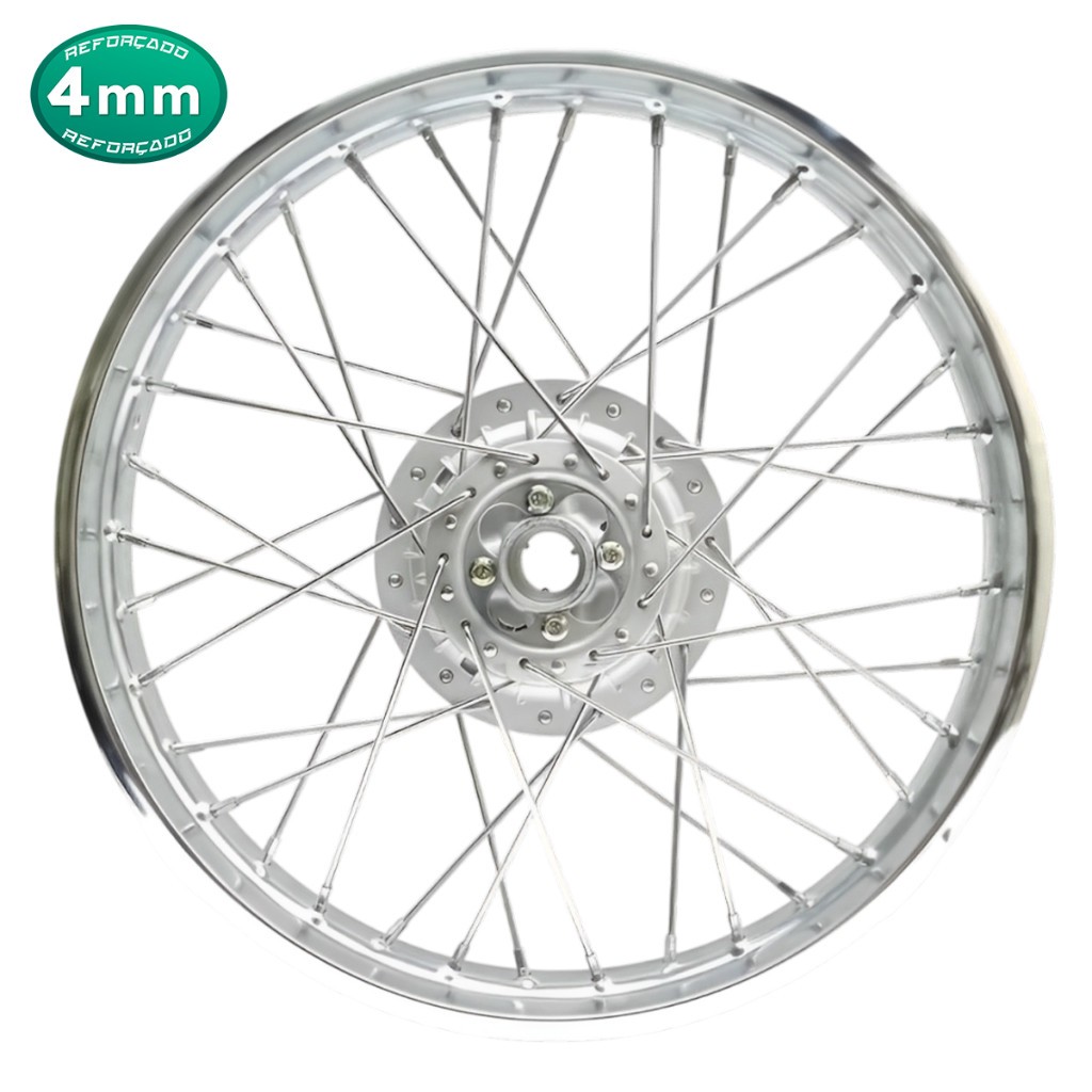 Roda Aro Jante Calha Folha Dianteira Cg Titan 125 83/99 Completa Montada Alinhada Raios Cromados 4mm