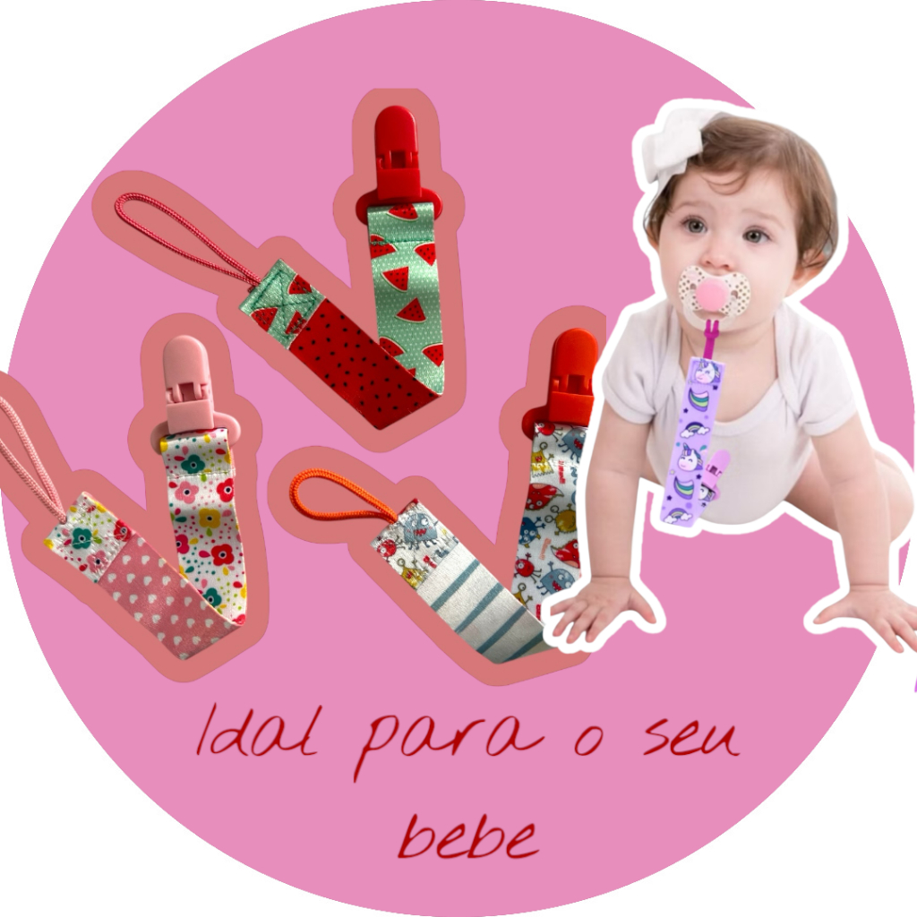 Kit com 2 prendedores de chupeta Mam + Nuk – fita em lã rosa e azul, unissex, anti-queda,  chupeta premium prendedor