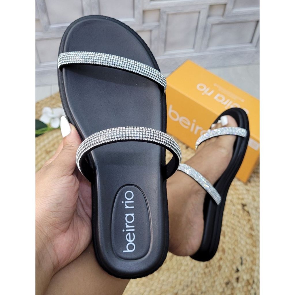 Sandália Beira Rio Feminina com Strass Confortável e Elegante em Oferta na Shopee