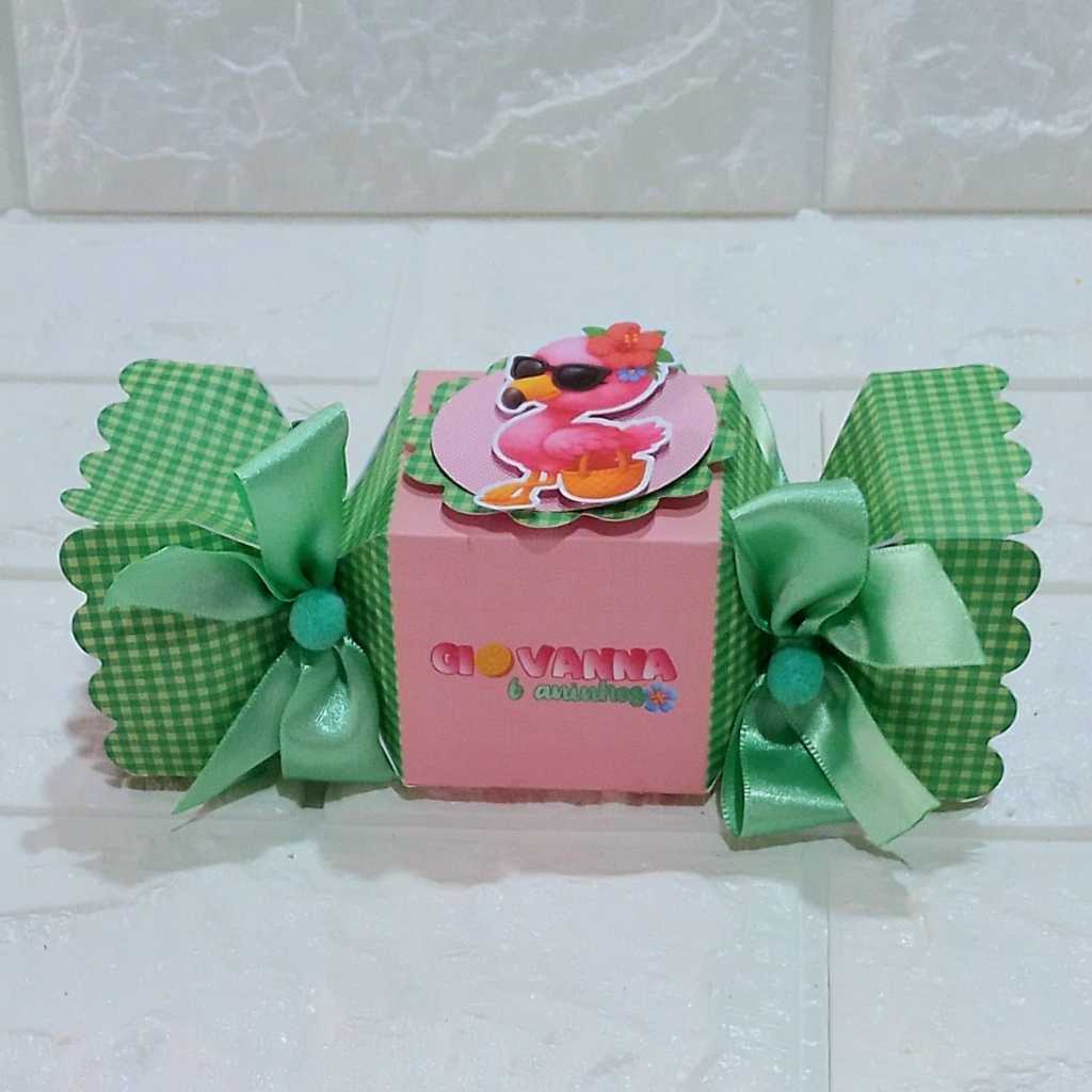 Caixa Bala Flamingo Semi-montada-Caixa personalizada-Lembrancinha personalizada-Lembrancinha de aniversário-Lembrança
