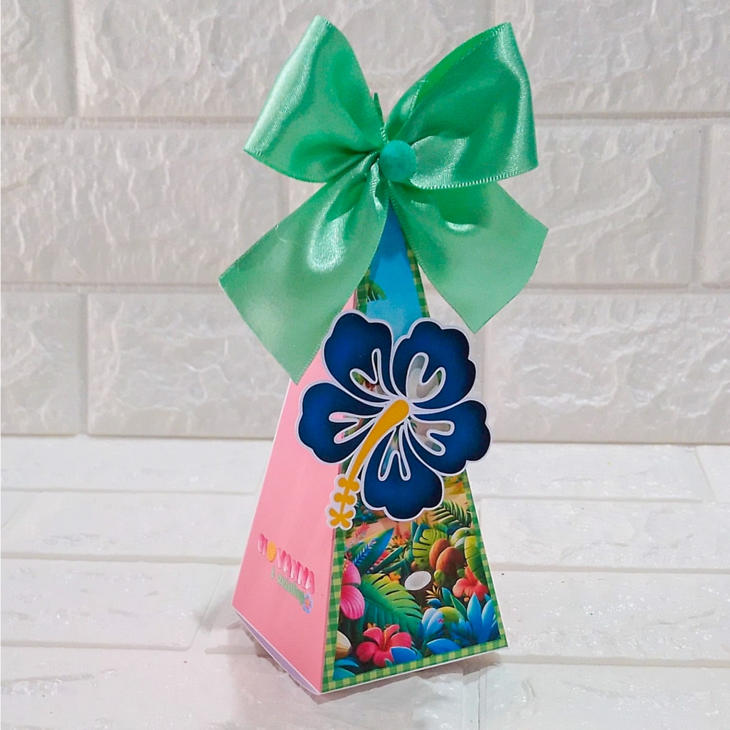 Caixa Pirâmide Flamingo Semi-montada-Caixa personalizada-Lembrancinha personalizada-Lembrancinha de aniversário-