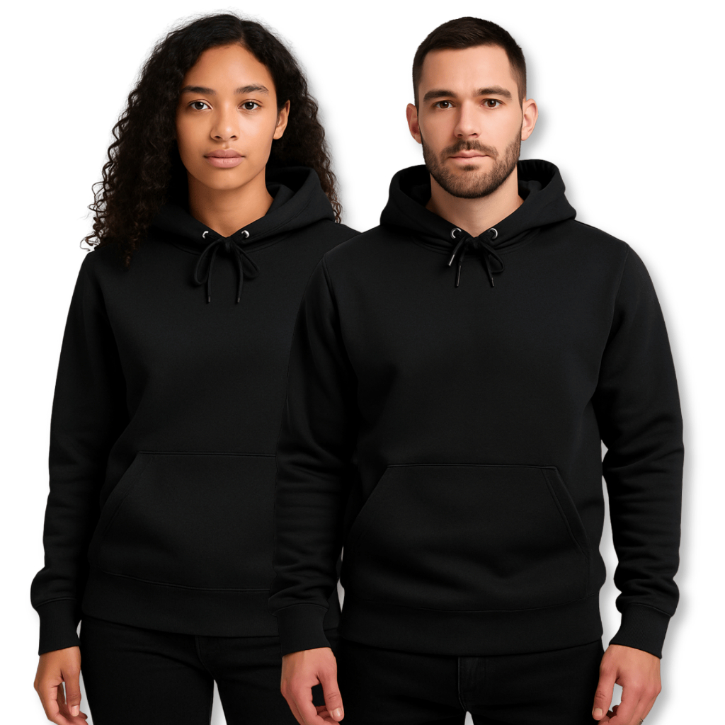 Kit 2 Blusas De Frio Moletom Canguru Casaco Preto Liso c/ Capuz Unissex Feminino/Masculino Blusão
