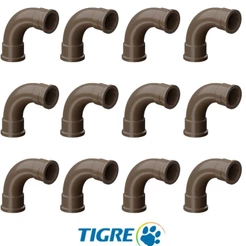 Kit Curva Soldável Marrom 90° Longa de (20mm - 1/2) e (25mm - 3/4) PVC Tigre