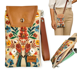 Carteira porta celular bolsa de tecido feminina DUO várias cores em Oferta na Shopee