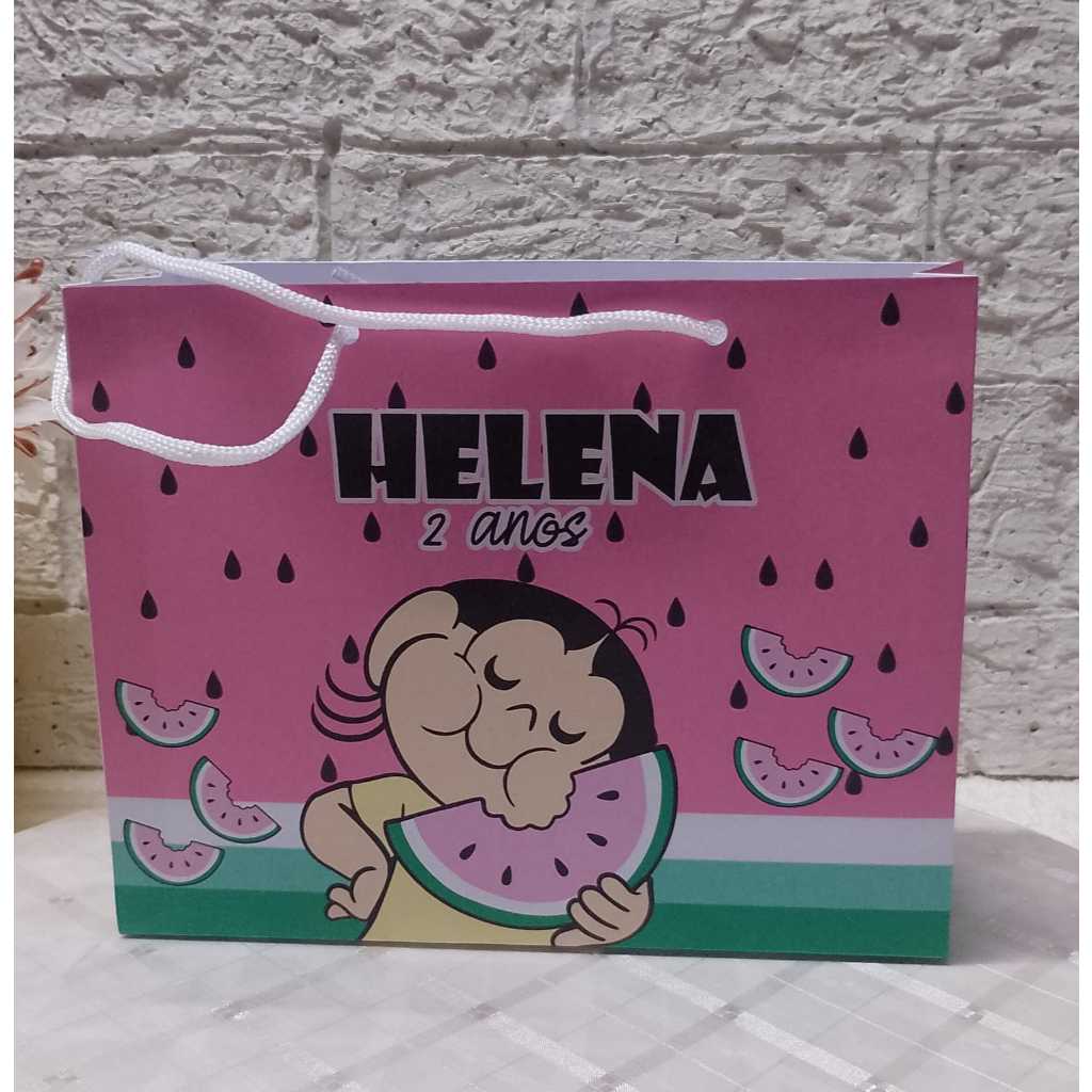Sacolinha Magali Rosa Pegue e Monte- Sacola Surpresa Aniversário Magali