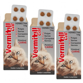 Vermitril Cats Comprimidos anti pulgas, carrapatos, sarnas e vermes - comprimidos sabor carne para gatos