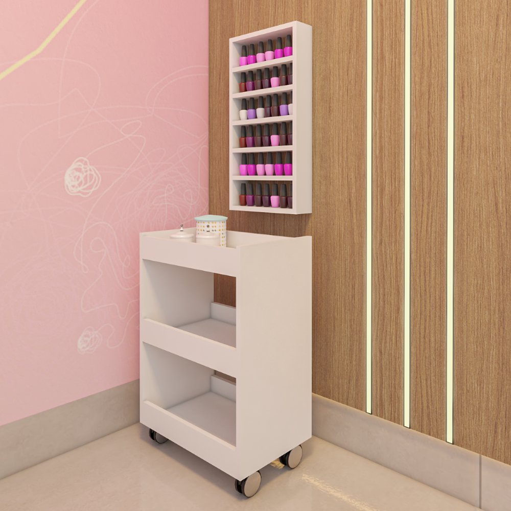 Carrinho Auxiliar Manicure Estética Salão de Beleza Cabelereiro com rodinhas em Oferta na Shopee