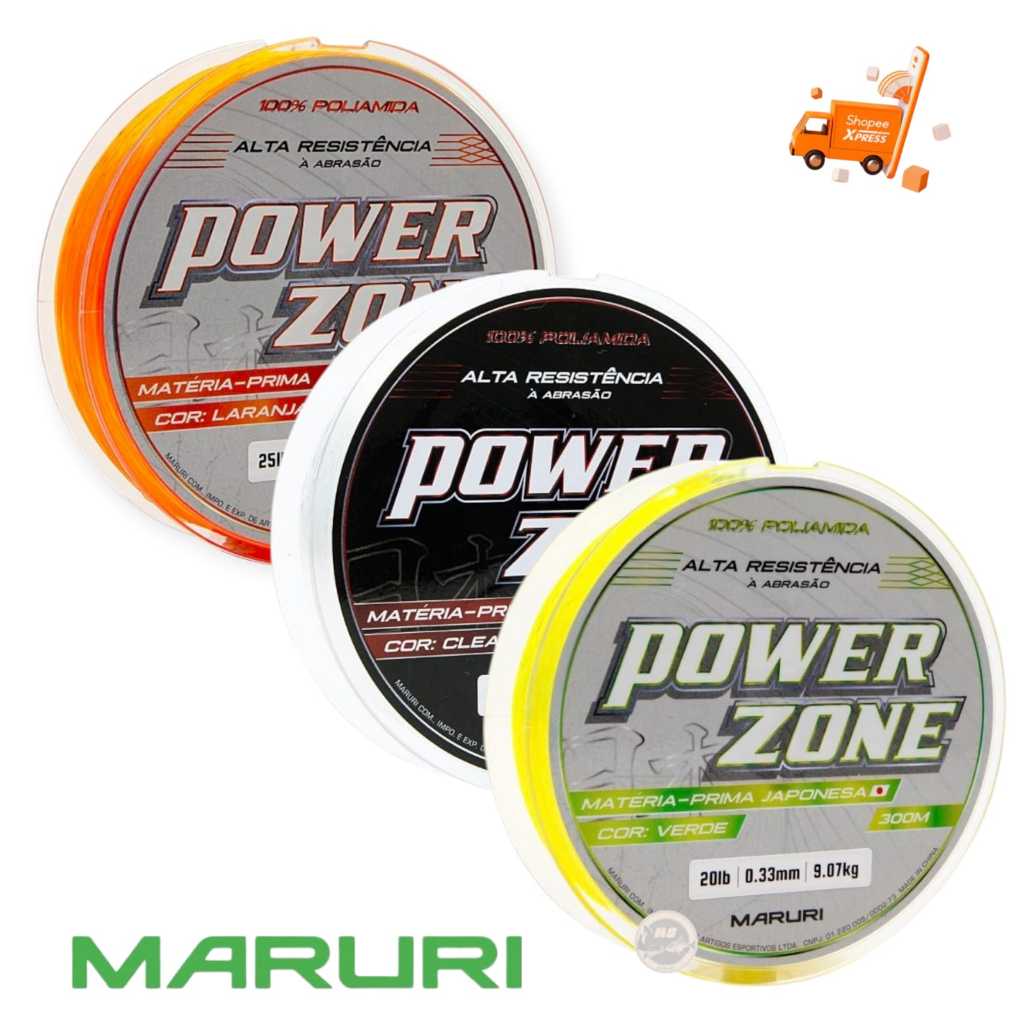 Linha Monofilamento 300m Power Zone 100% Poliamida Maruri - Unidade - Escolha a Cor e Bitola