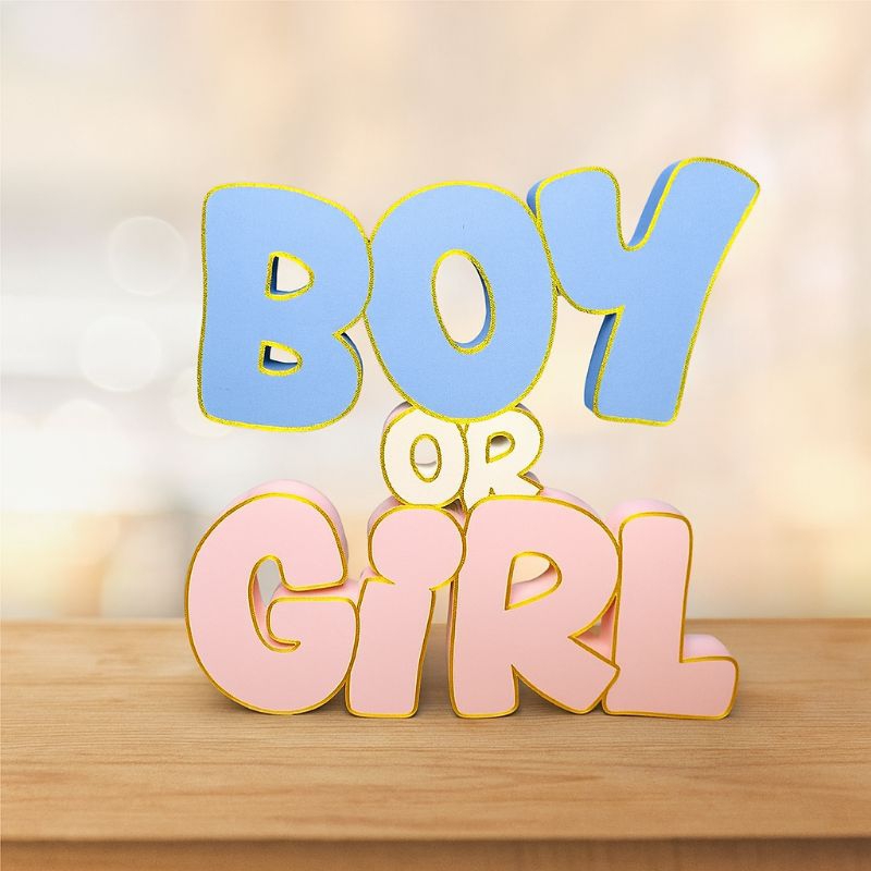Boy or Girl - Letreiro para Chá Revelação, Azul Rosa Bebê, Decoração em Oferta na Shopee