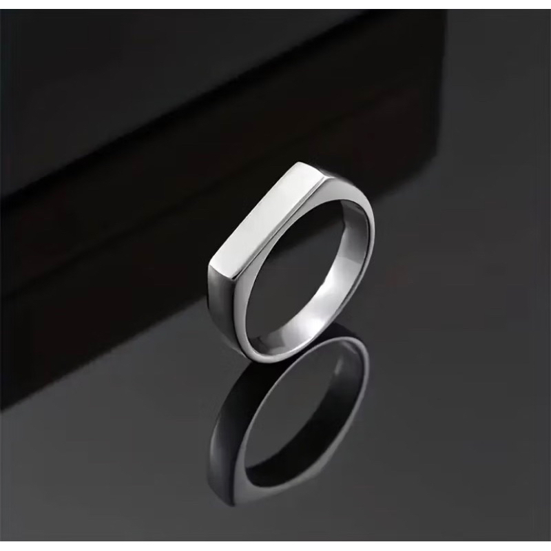 Anel Unissex Simples Geométrico de Aço Inoxidável Prata em Oferta na Shopee