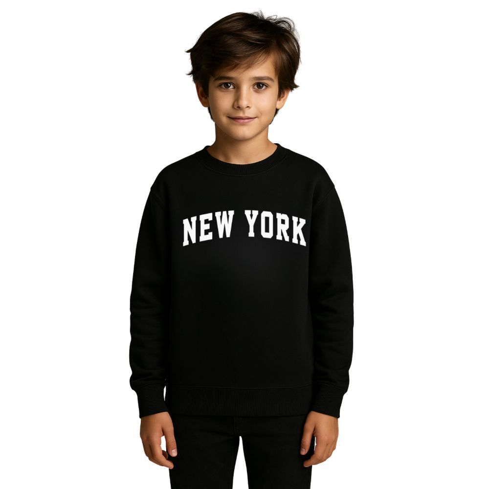 blusa moletom  NEW YORK UNISSEX infantil juvenil gola careca basico escola passeio envio i...