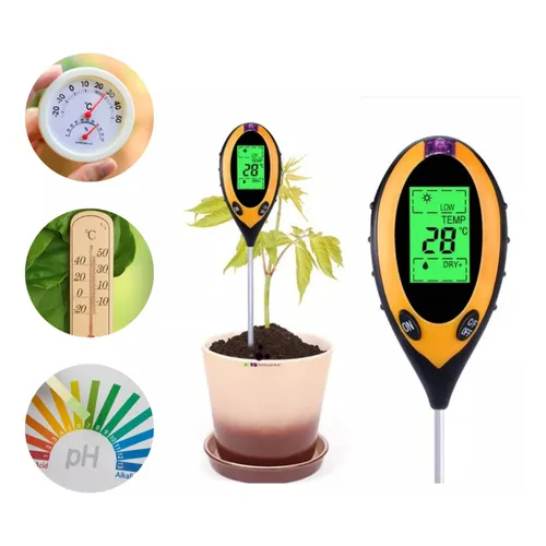 Medidor de Ph Digital Terra Plantas Solo Temperatura Luminosidade Umidade 4 em 1 Jardineiro Original