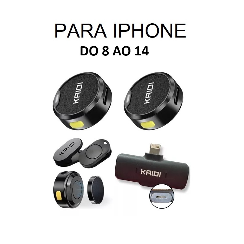 Microfone Profissional Sem Fio Duplo Lapela Redondo para Iphone Kaidi