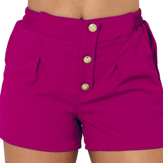 Short Feminino Alfaiataria P ao G3  Plus Size Cintura Alta Botoes Forrado Elastico em Oferta na Shopee