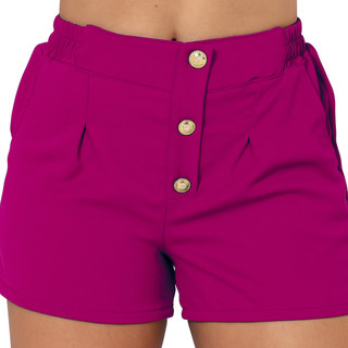 Short Feminino Alfaiataria P ao G3  Plus Size Cintura Alta Botoes Forrado Elastico