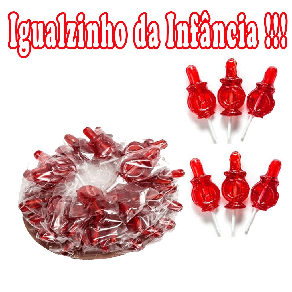Kit 50 Pirulitos CHUPETA /BICO DE MEL vermelho BRILHANTE 700g em Oferta na Shopee
