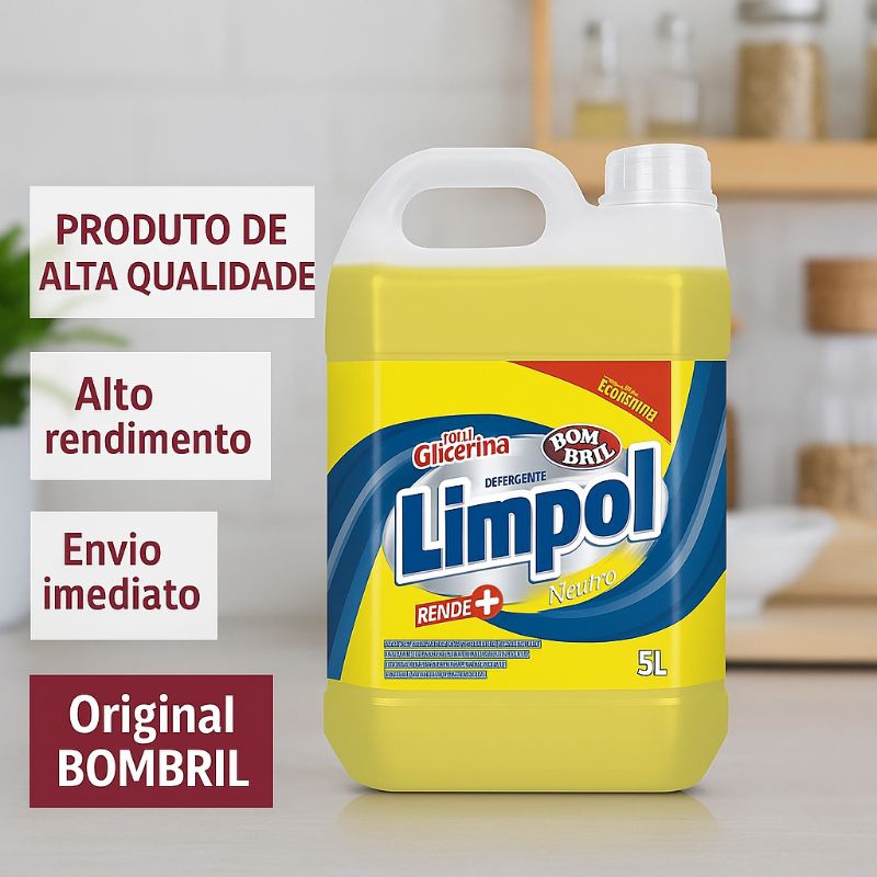 Detergente Lava Louças Líquido Neutro Limpol com Glicerina - Galão com 5 Litros - Bombril em Oferta na Shopee