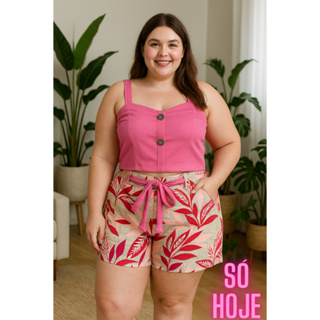 Blusa + Short (34 a 56) só hoje! PLUS SIZE e modinha conjunto feminino Família em Oferta na Shopee