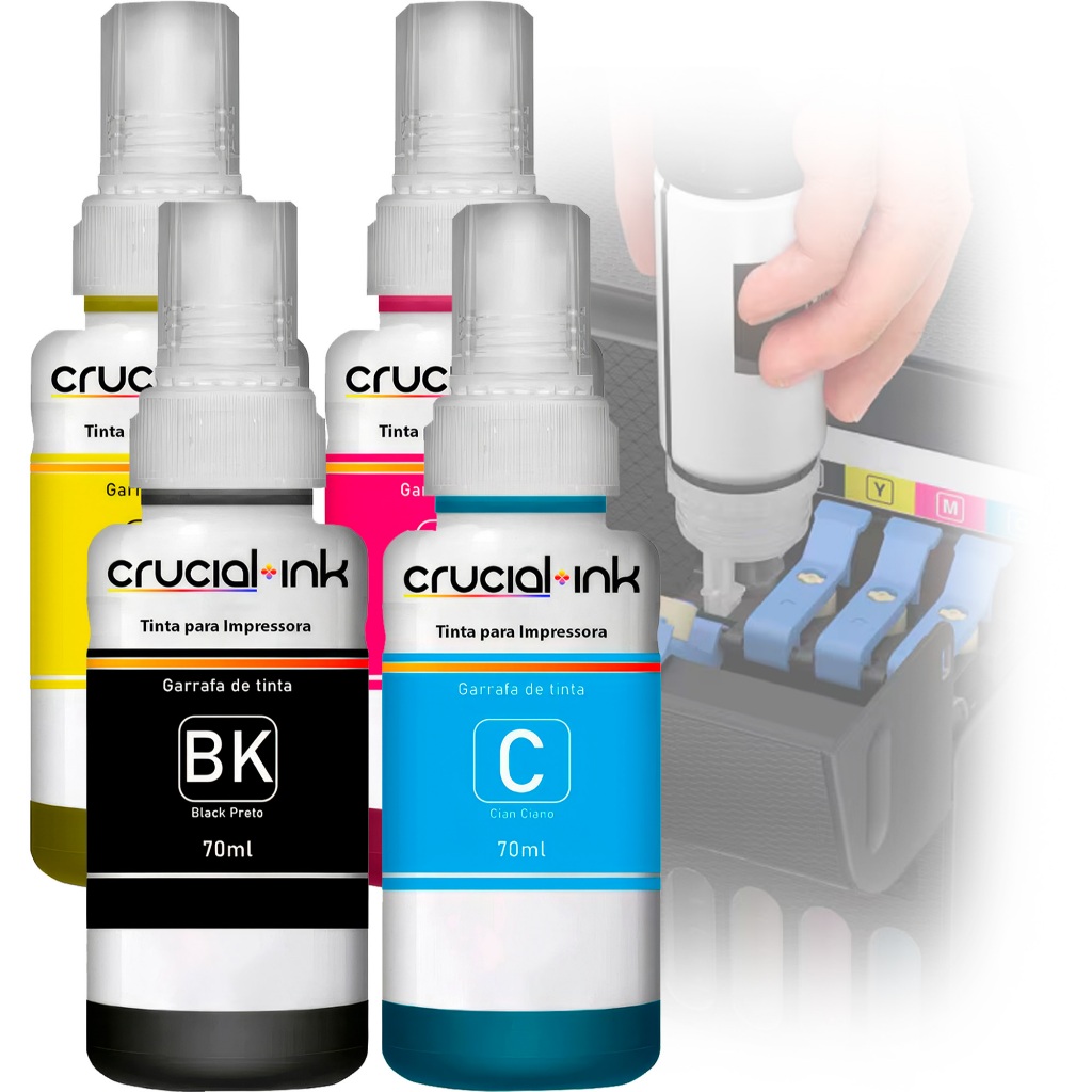 Kit 4x Refil Tinta Para Epson T664 L395, L365, L375, L220, , L380 ,, L120, L210, L300, L310, L350, L355, L365