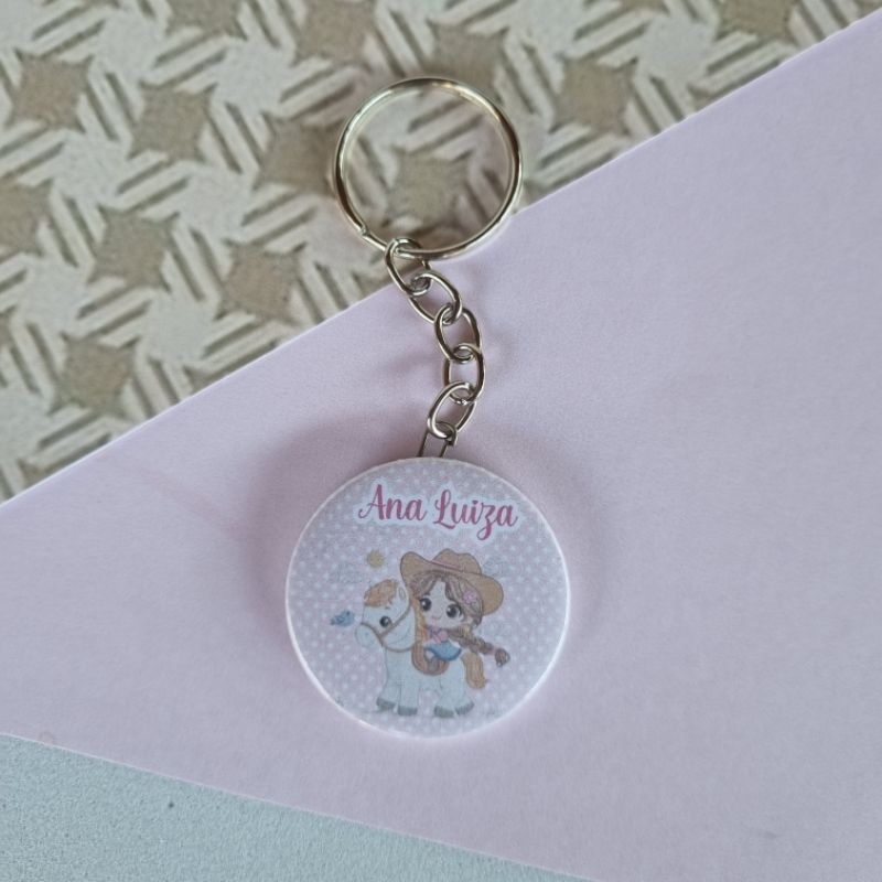 kit Lembrancinha Cavalinho Menina Cowgilr Chaveiro Personalizado Nome Aniversário Maternidade