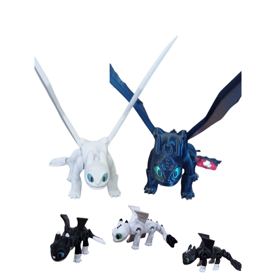 Kit Dragão Fúria Da Noite (banguela) Fúria Do Dia Filhotes Brinquedo Menino Como treinar seu Dragão