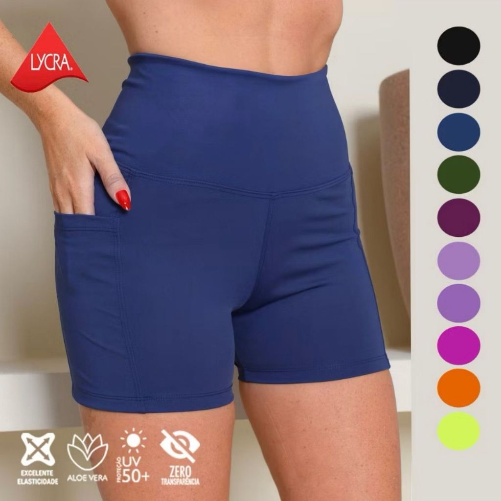 SHORT FEMININO POLIAMIDA COM 1 BOLSO ZERO TRANSPARÊNCIA Qualidade Premium