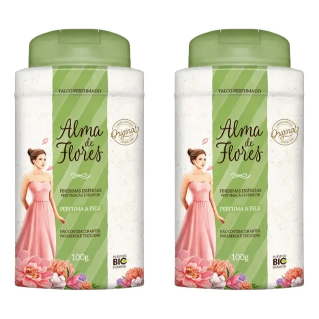 Talco Alma De Flores Clássico Fin Essências Kit C/2 Unidades
