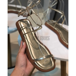 Sandália Feminina Birken Flat Rasteira de Amarrar Delicada Confortável Leve em Oferta na Shopee