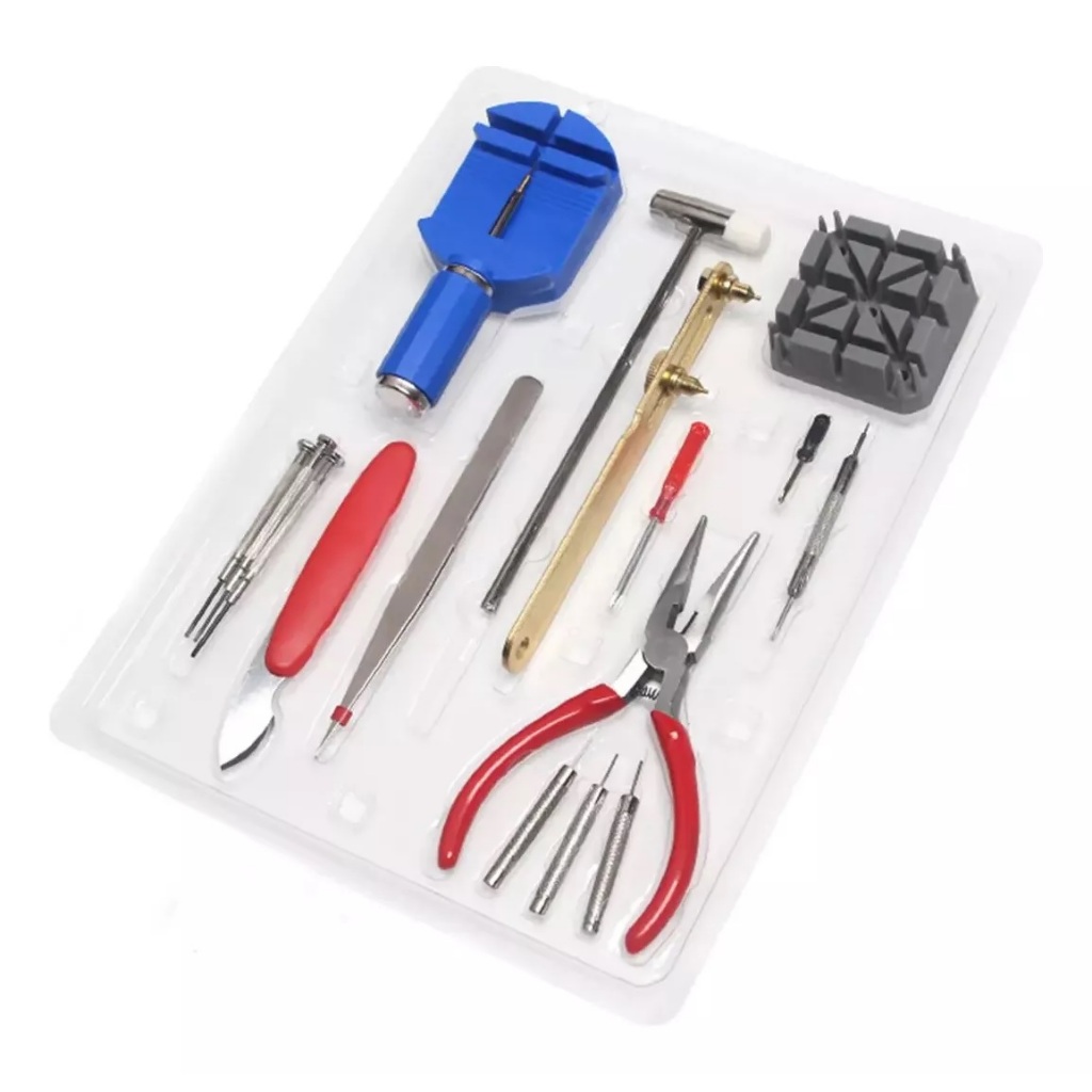 Kit Relojoeiro Com 16 Peças Tira Consert Pino Fundo Pulseira