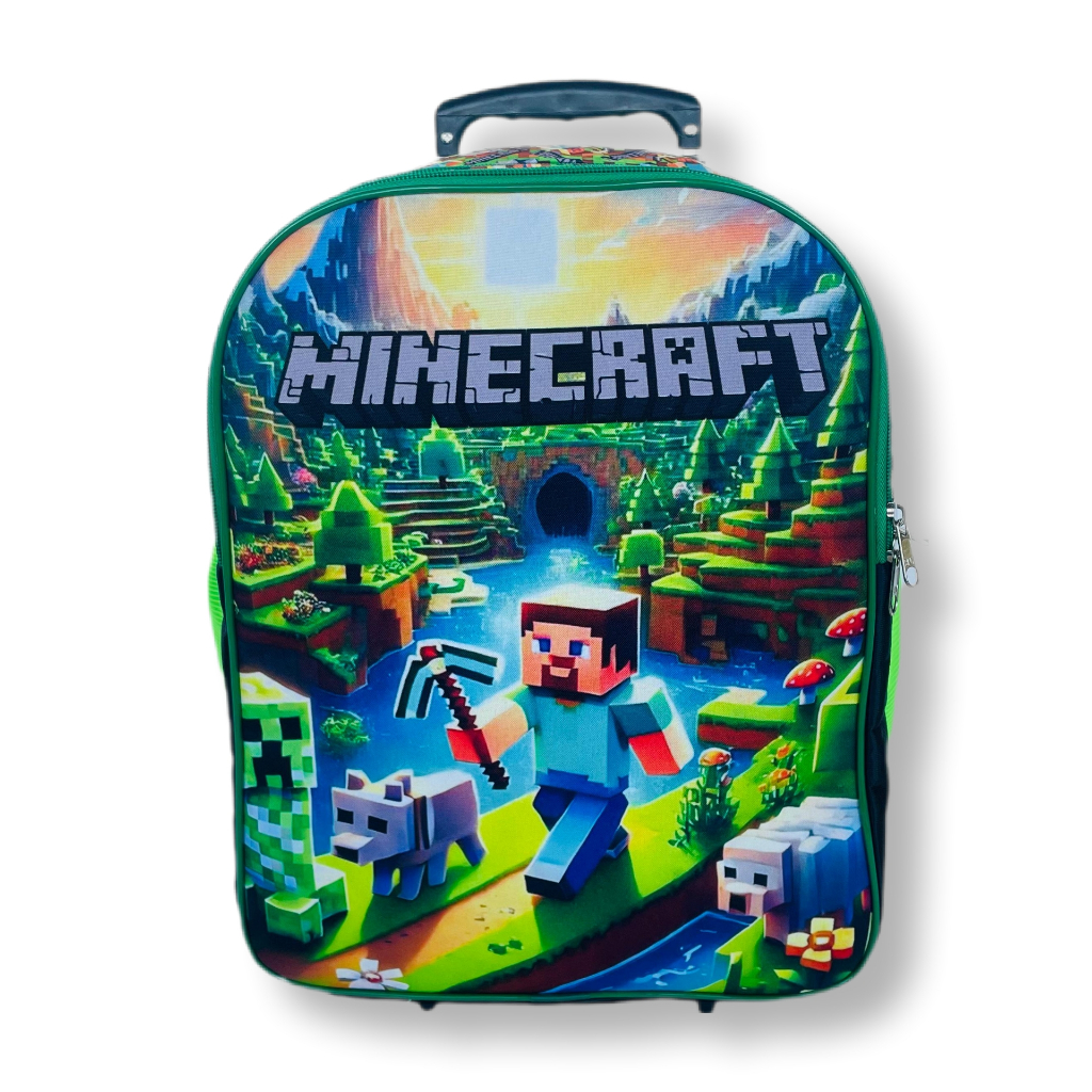 MOCHILA ESCOLAR INFANTIL MINECRAFT GAME MOCHILA DE RODINHAS M