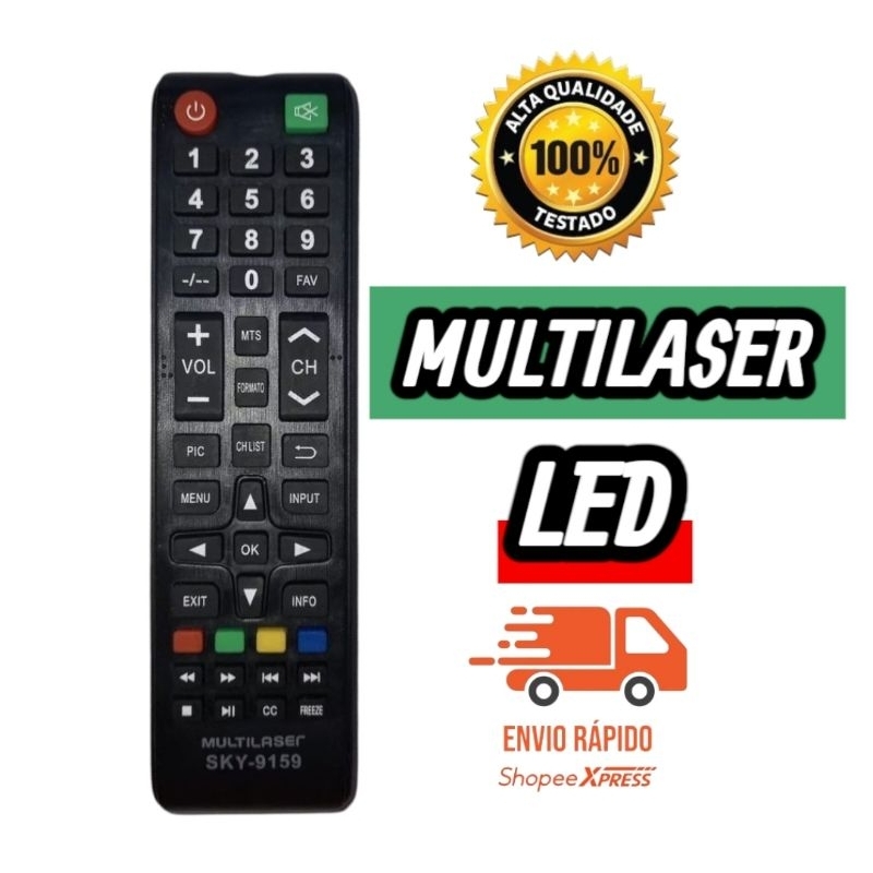 Controle Remoto Tv Multilaser TL016 TL017 TL037 TL038 FBG-9159 em Oferta na Shopee