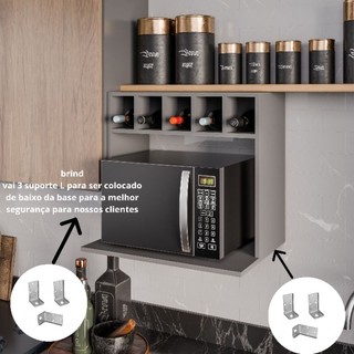 Suporte Microondas Armário Aéreo com Adega 60cm