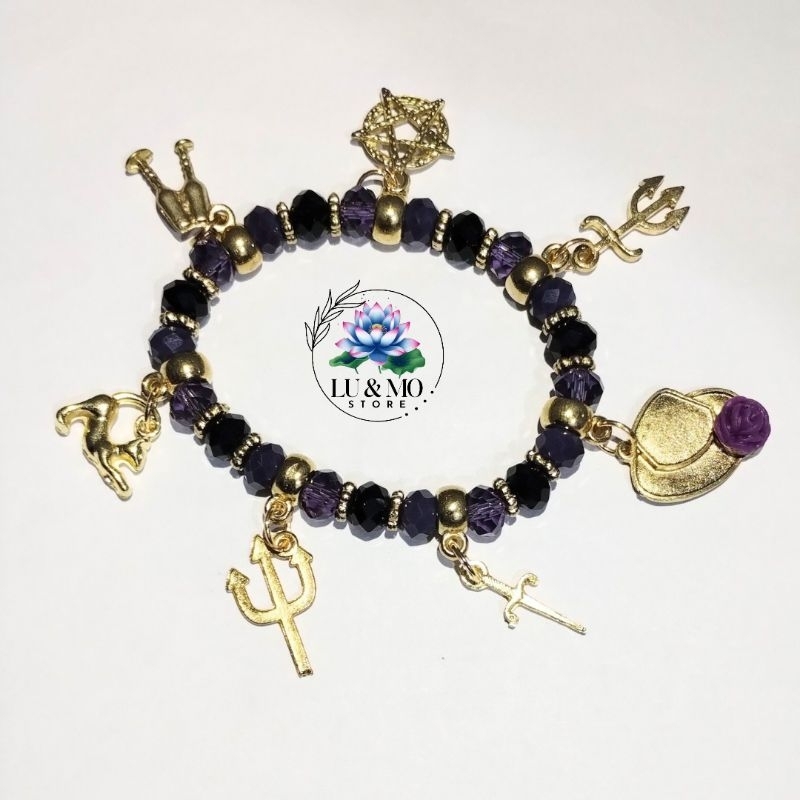 Pulseira de Maria Quitéria Cristal 8mm Com Pingente Proteção Orixá Umbanda e Candomblé