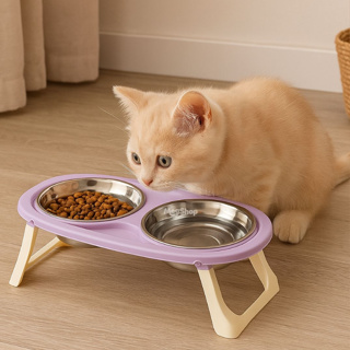 Comedouro Elevado Duplo Regulavel Para Cachorro E Gato em Oferta na Shopee