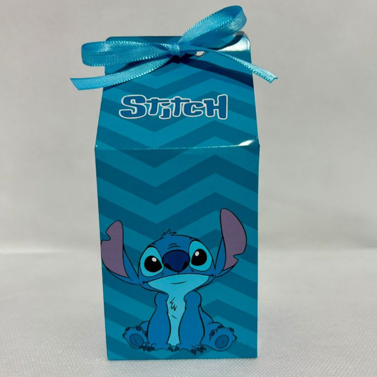Caixinha Milk Stitch Azul Personalizada Lembrancinha Festa Infantil Kit 5 a 30 Unidades