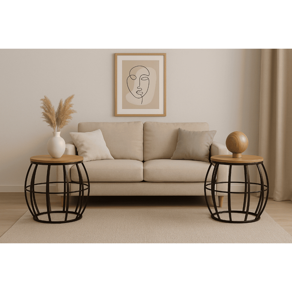 Kit 2 Mesinha De Canto Banco Barril Seat Garden Área Externa